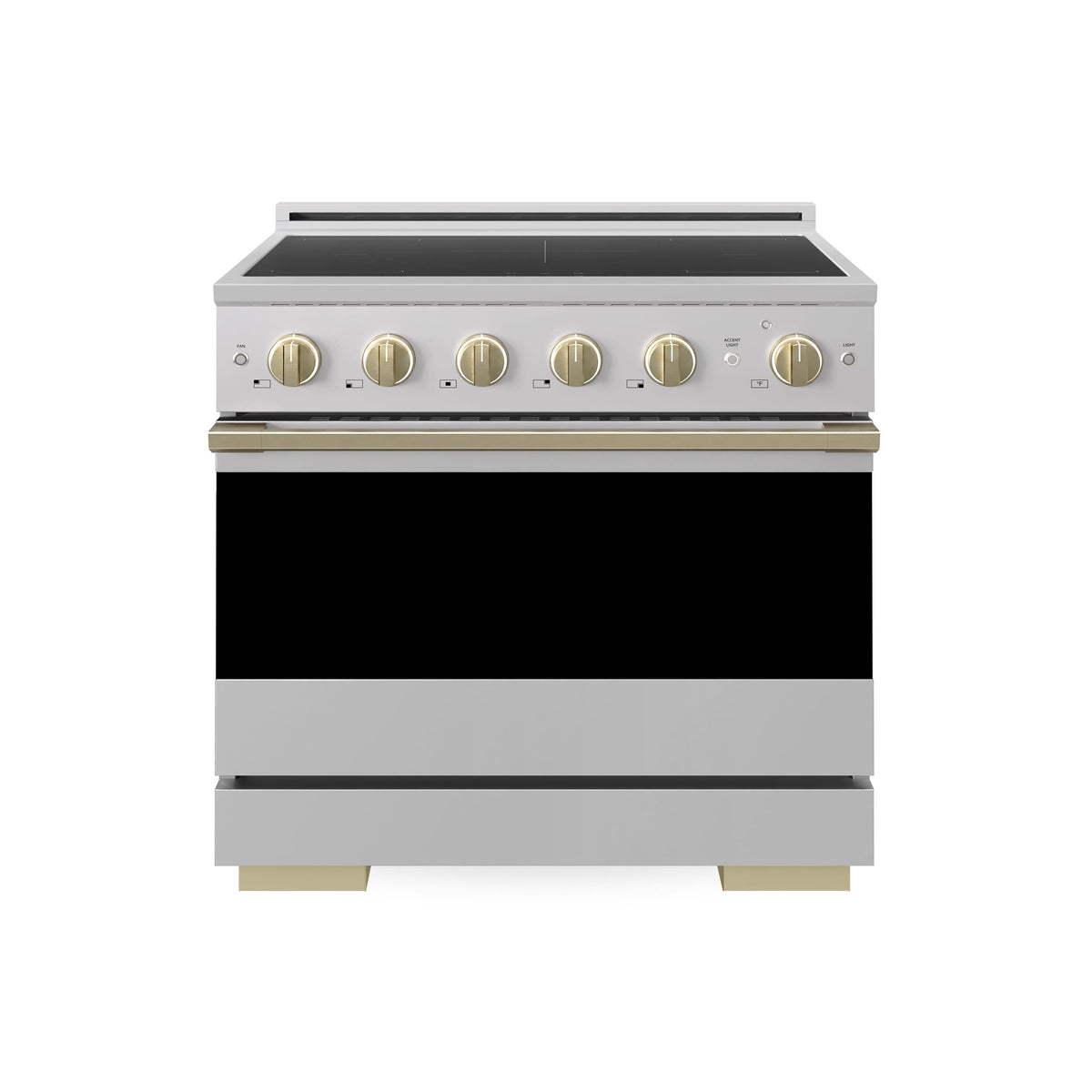 ZLINE - Autograph 36 in. 5.2 cu. ft. Marino Freestanding Induction Range with 5 Burners and Convection Oven w/ Bronze Accents - Stainless Steel