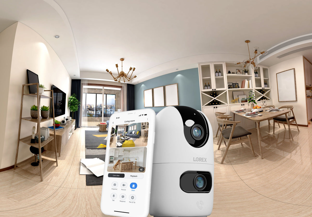 Lorex - Connect 2K Dual-Lens Indoor Pan-Tilt Wireless Security Camera - White