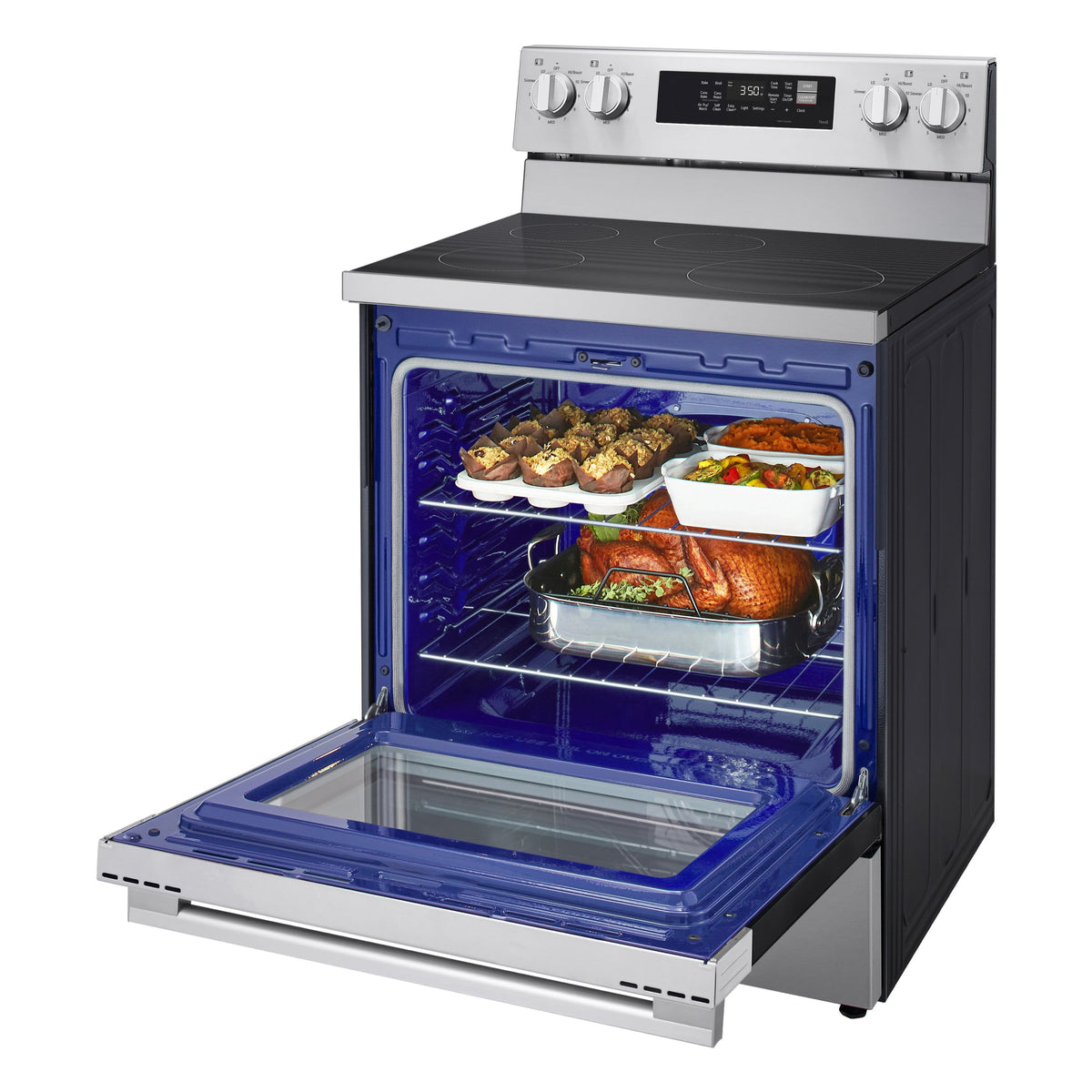 LG - 30-in 6.3 Cu. Ft. Freestanding Electric Induction True Convection Smart Range with 4 Elements, Air Fry and EasyClean - Stainless Steel