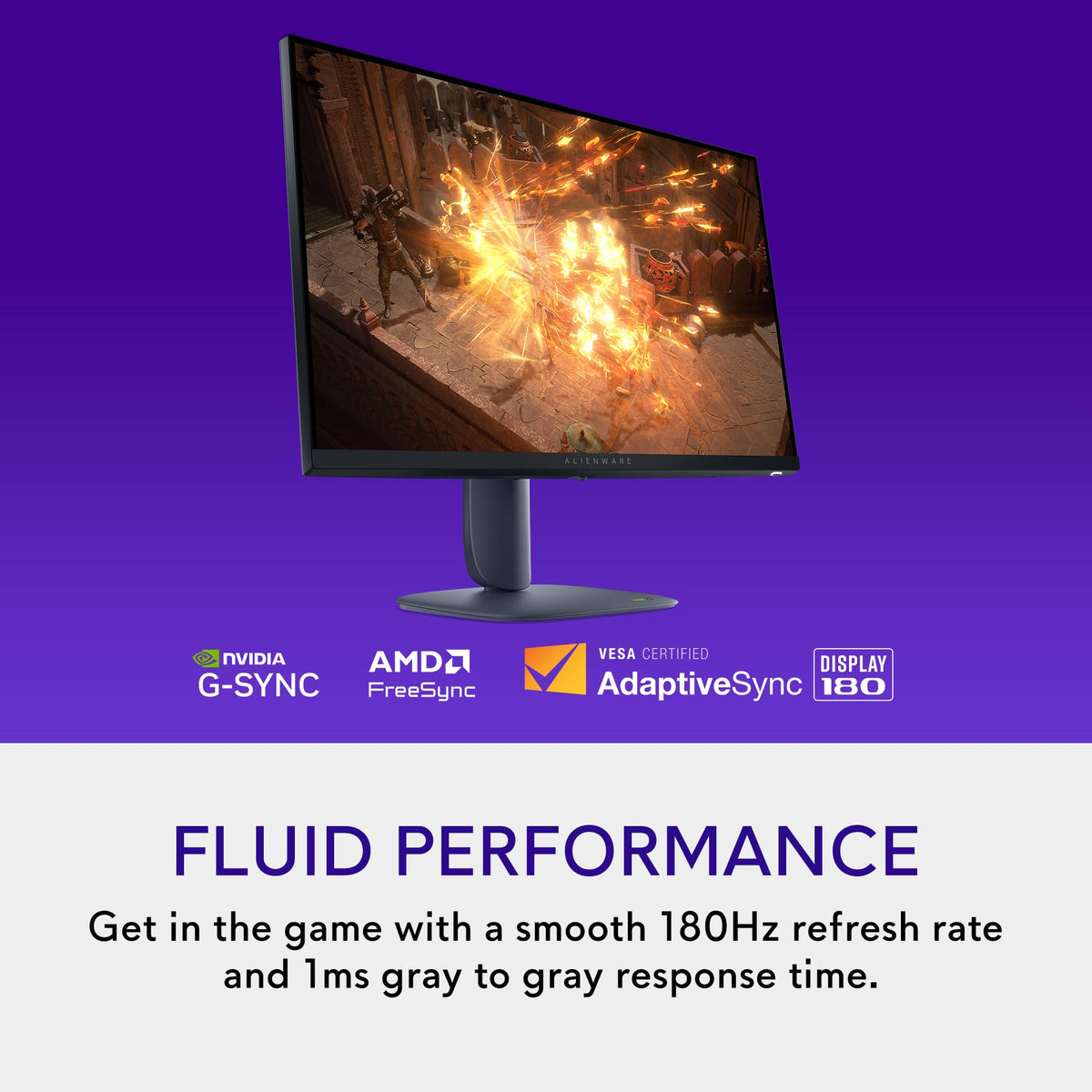 Alienware - AW2725DM 27" IPS LED QHD 180Hz 1ms FreeSync and G-Sync Compatible Gaming Monitor with HDR (HDMI, DisplayPort, USB) - Interstellar Indigo