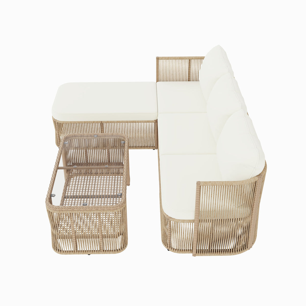 Sofá de Conversación Modular para Exteriores con Cojines y Mesa de Centro - Beige