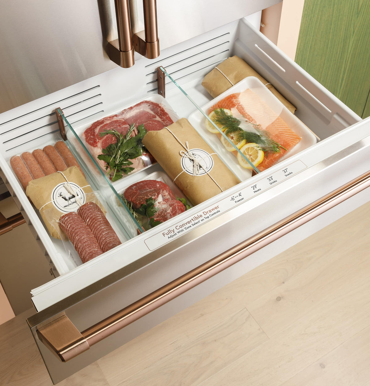 Café - 36 in. Wide 20.1 Cu. Ft. Smart Integrated Bottom-Freezer Built-In Counter-Depth Refrigerator - Left Swing - Custom Panel Ready