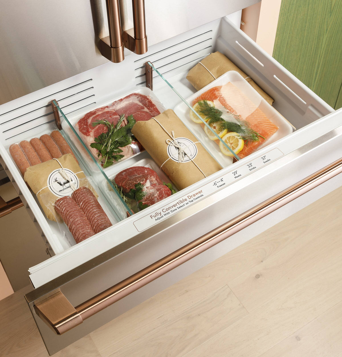 Café - 36 in. Wide 20.1 Cu. Ft. Smart Integrated Bottom-Freezer Built-In Counter-Depth Refrigerator - Left Swing - Custom Panel Ready