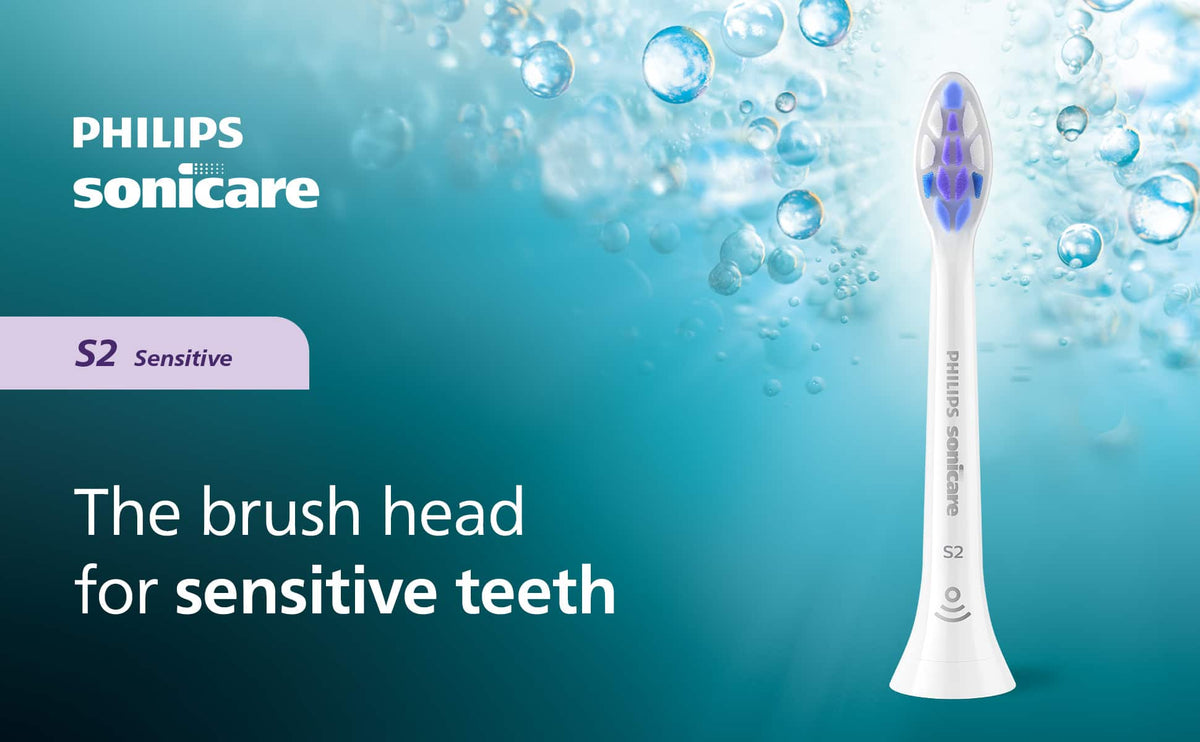 Philips Sonicare - S2 Sensitive - Replacement Toothbrush Heads, 6 Pack, HX6056/77 - White