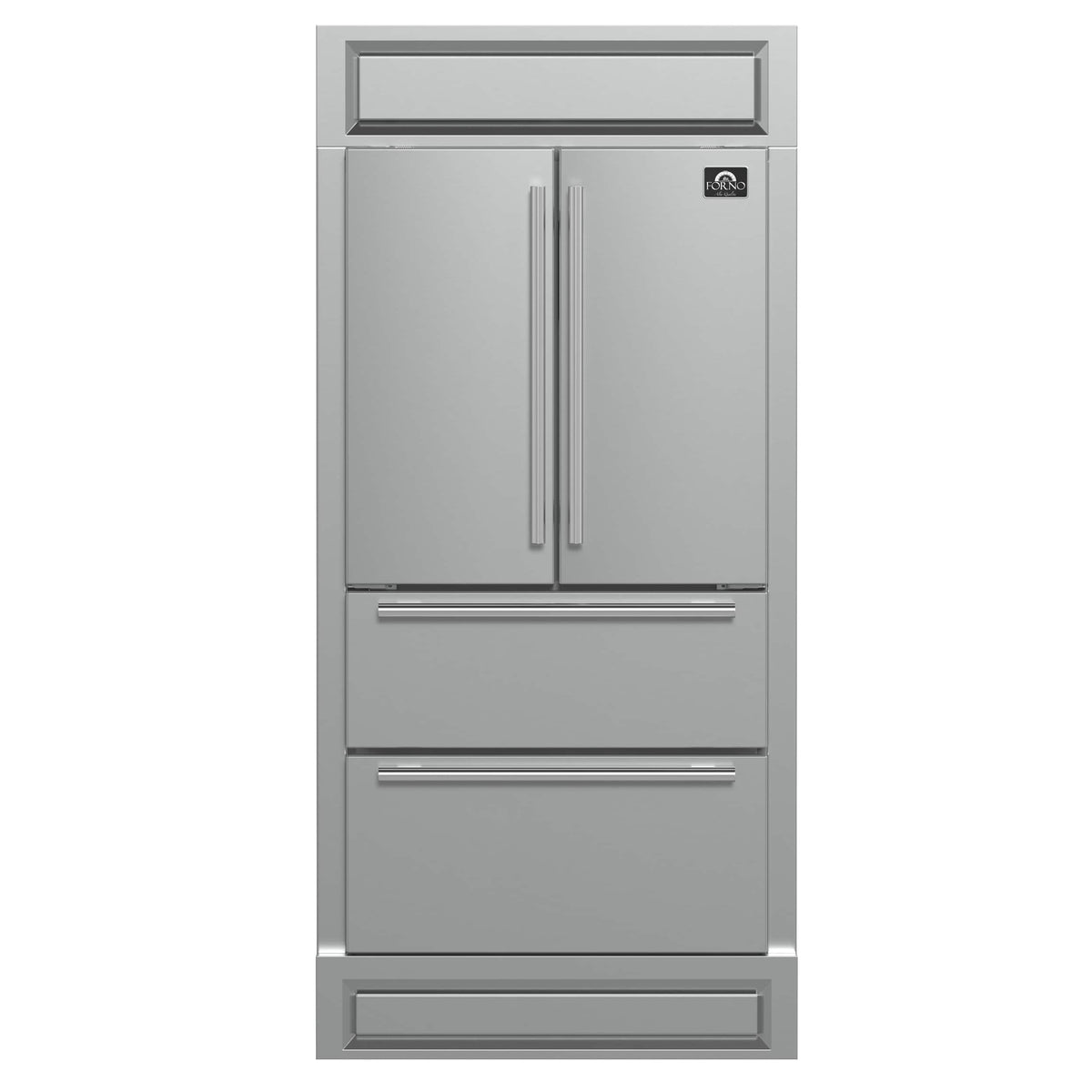 Forno Appliances - Moena 19.2 Cu. Ft. French Door Counter-Depth Refrigerator with Modern Decorative Grill - Stainless Steel VCM