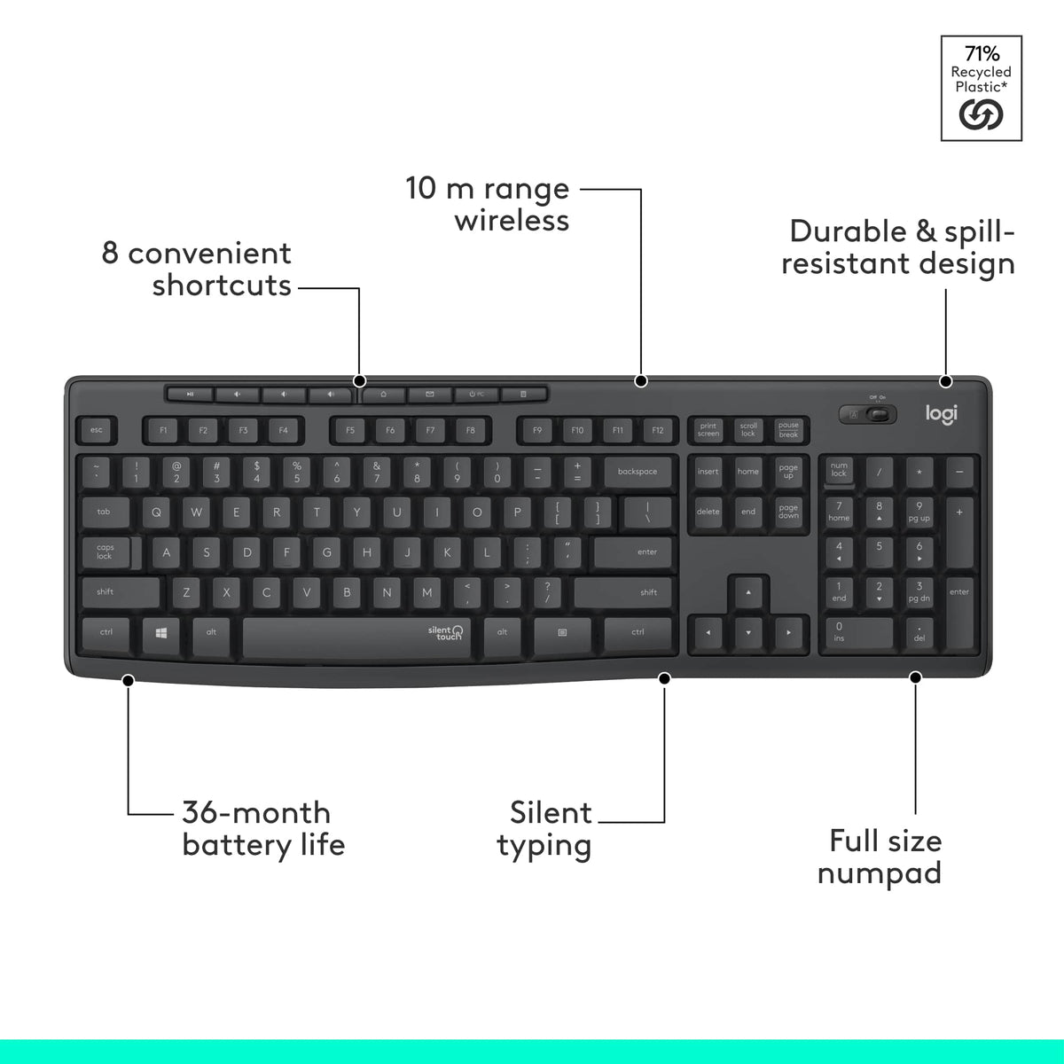 Logitech - MK295 Full-size Wireless Membrane Keyboard and Mouse Combo for Windows and Chrome OS with SilentTouch Technology - Graphite