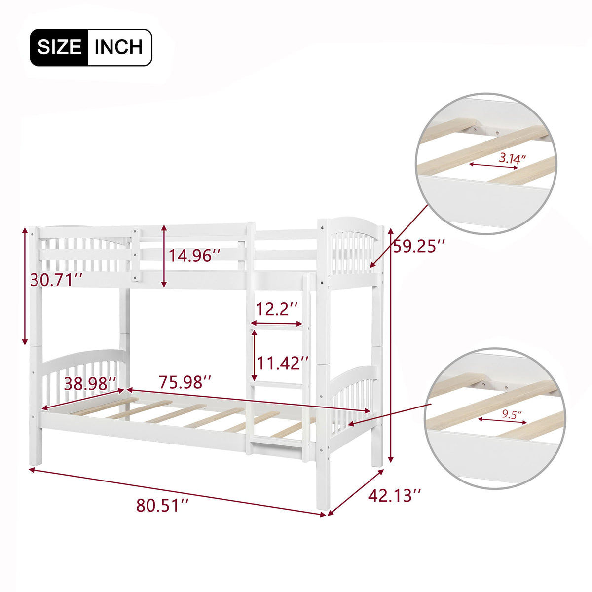 Solid Construction Bunk Bed With Ladder