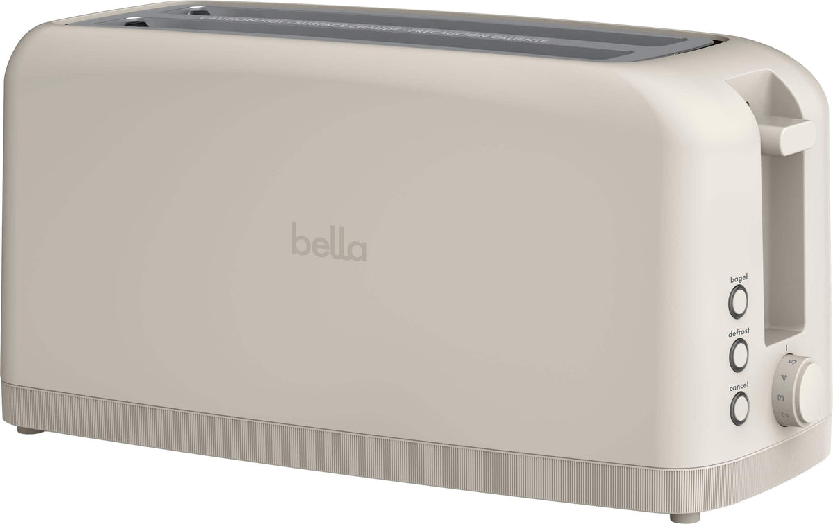 Bella - Fits-anywhere Kitchenware: 4-Slice Slim Toaster with Long Wide Slots - Oatmilk