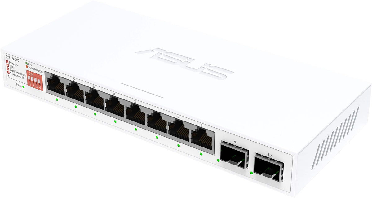 ASUS - QG-U1080 8-Port 2.5G + 2-Port 10G SFP+ Unmanaged Ethernet Switch - White