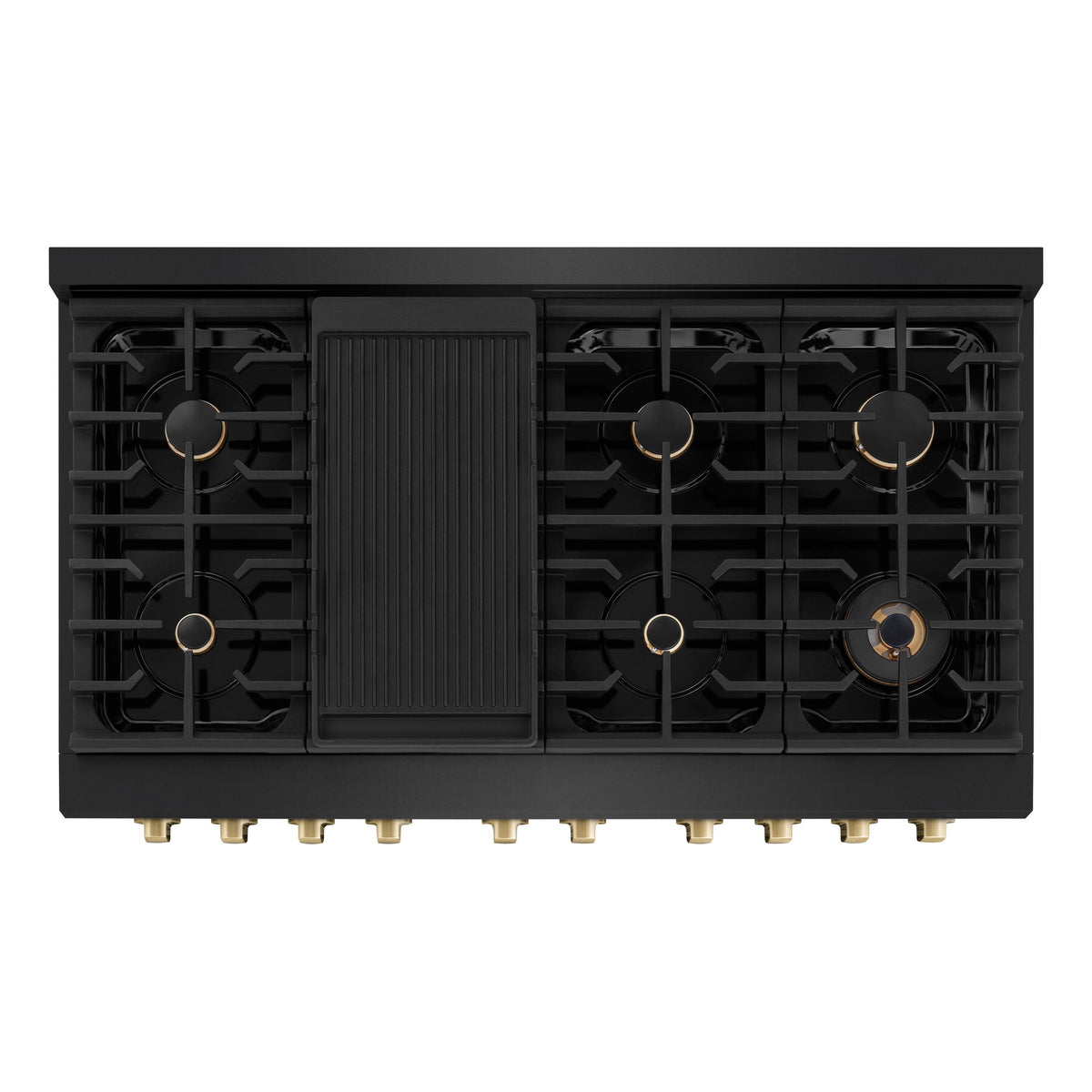 ZLINE - 48 in. Wide 8 Burner Autograph Paramount Dual Fuel Black Stainless Range w/ Bronze Accents (SDRBZ-48-CB) - Black Stainless Steel
