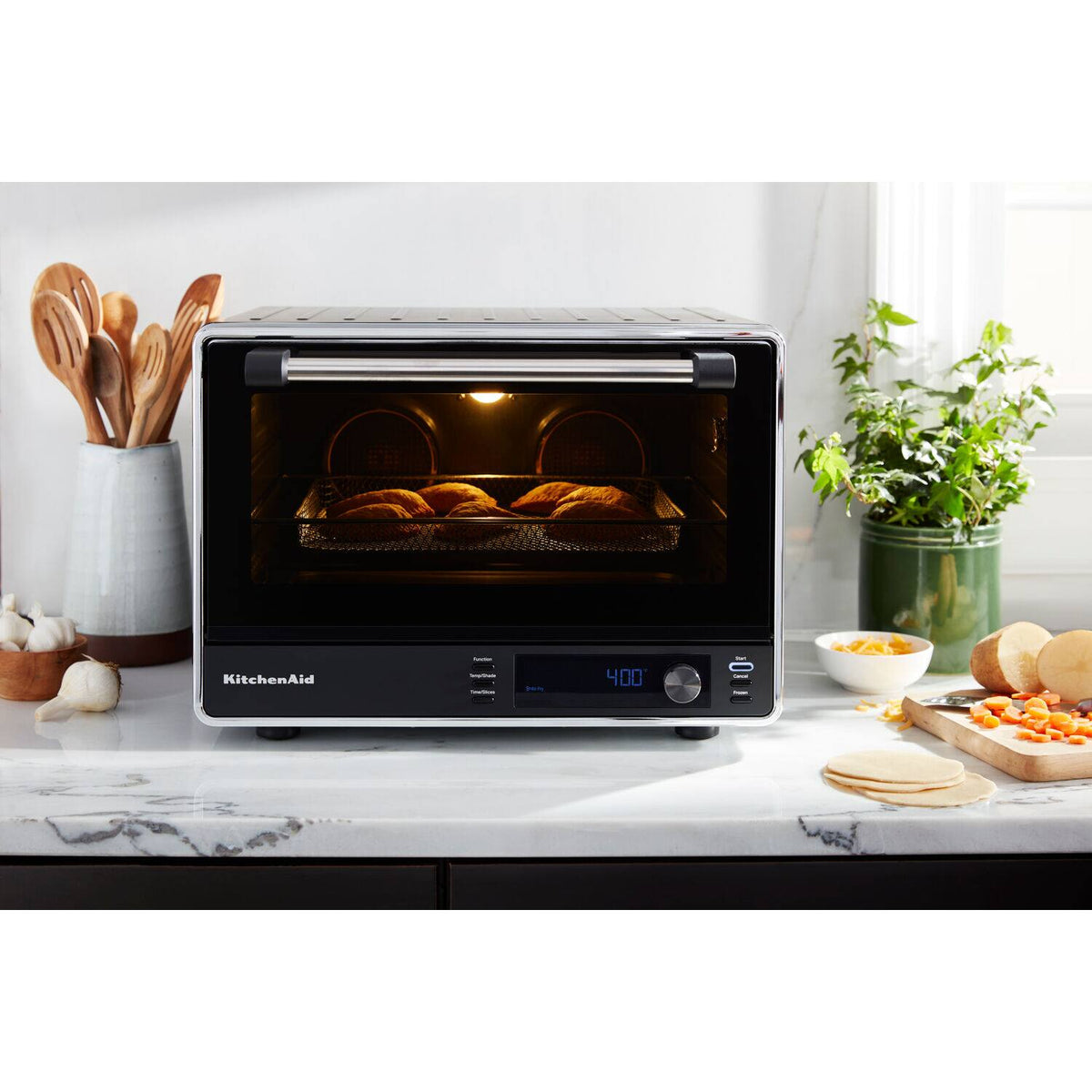 KitchenAid - Dual Convection Countertop Oven with Air Fry and Temperature Probe, 120 VAC - Black Matte
