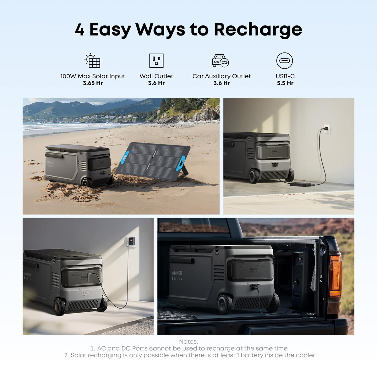 Anker - SOLIX Everfrost 2 Portable Electric Cooler/Freezer/Fridge,-4°F-68°F,58L 61QT w/288Wh Battery for RV,Camping,Fishing - Gray
