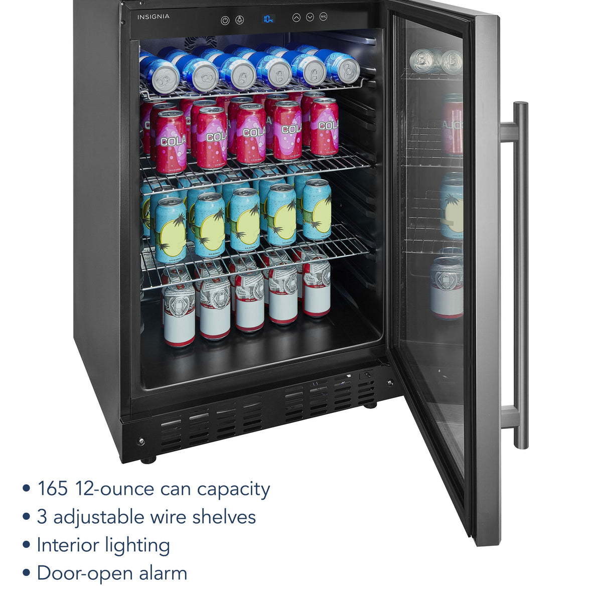Insignia™ - 165-Can Built-In Beverage Cooler - Stainless Steel