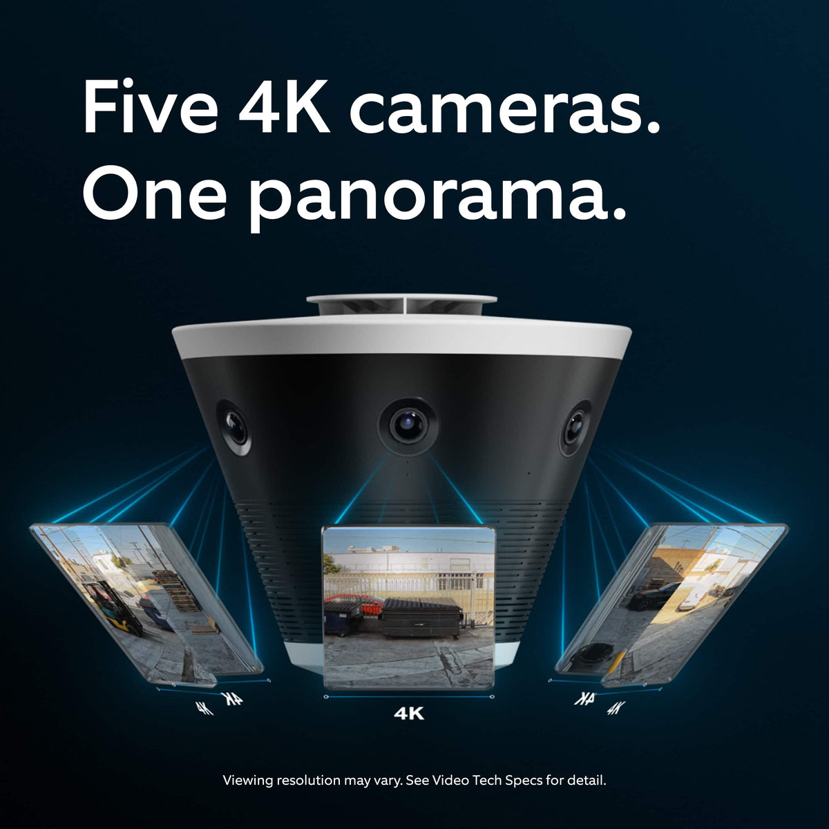 Ring - Elite 270 — Five Retinal 4K Smart Cameras, 270° View, Built for Business, Panorama Control, Plug-In and PoE - Black