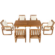 Juego de comedor para patio exterior de 7 piezas con cojines extraíbles