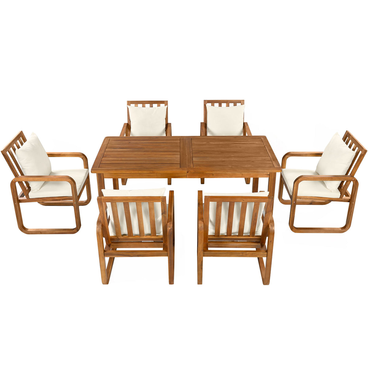 Juego de comedor para patio exterior de 7 piezas con cojines extraíbles