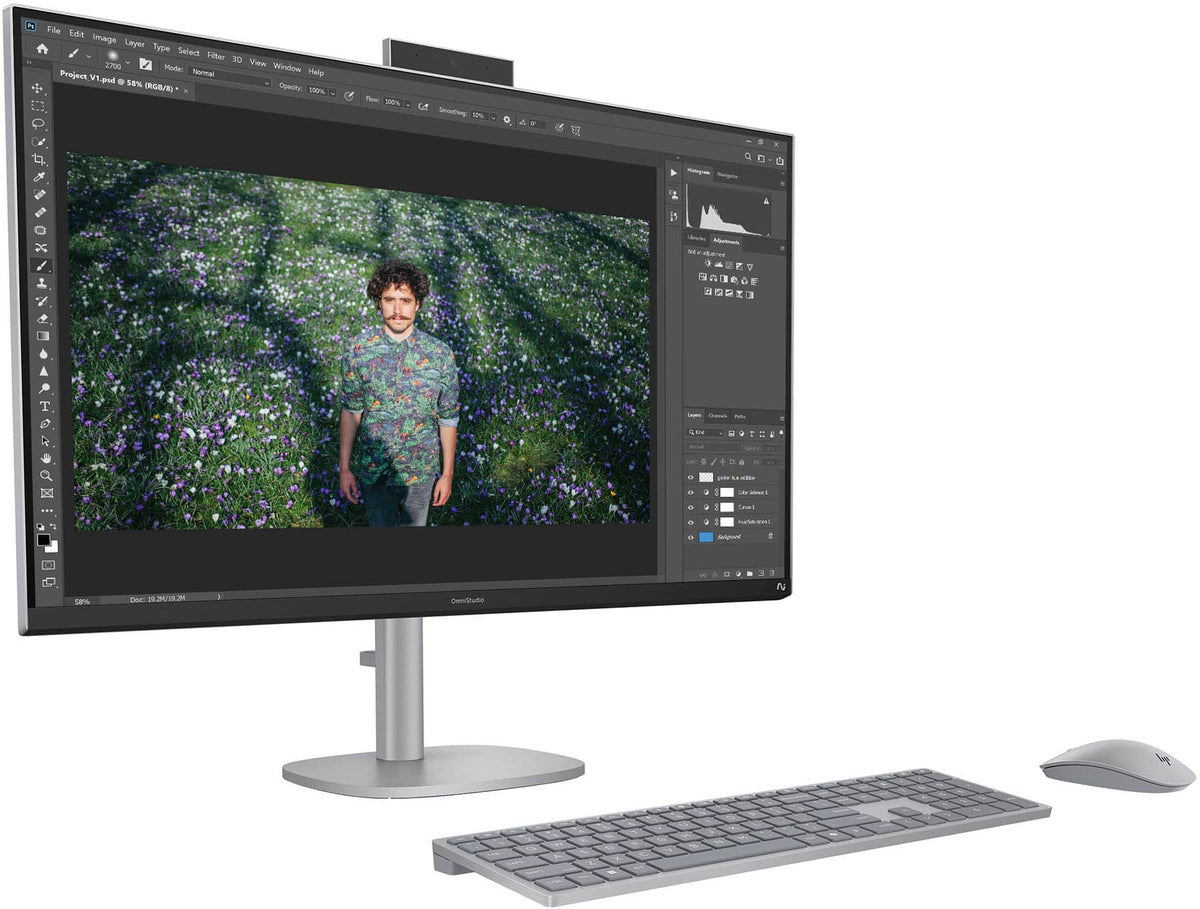 HP - OmniStudio X - Copilot+ PC - 31.5" 4K UHD AiO w/ Adjustable Height - Intel Core Ultra 7 258V '24 - 32GB Memory - 1TB SSD - Meteor Silver
