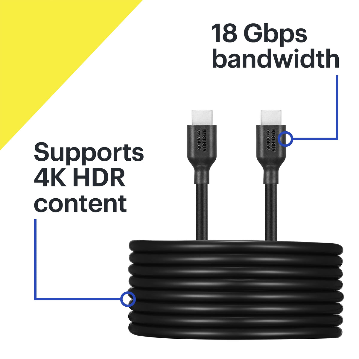 Best Buy essentials™ - 12' 4K Ultra HD HDMI Cable - Black