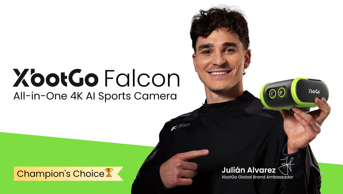 XbotGo - Falcon AI Sports Camera, 4K Auto-Tracking Action Cam for Team Sports, Dual Lens with Live Streaming, No Subscription - Edge Green