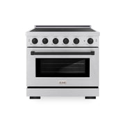 ZLINE - 36 in. Wide 5 Elements Autograph 5.2 cu. ft. Paramount Freestanding Induction Range in Satin Steel with Black Accents - Satin Stainless Steel