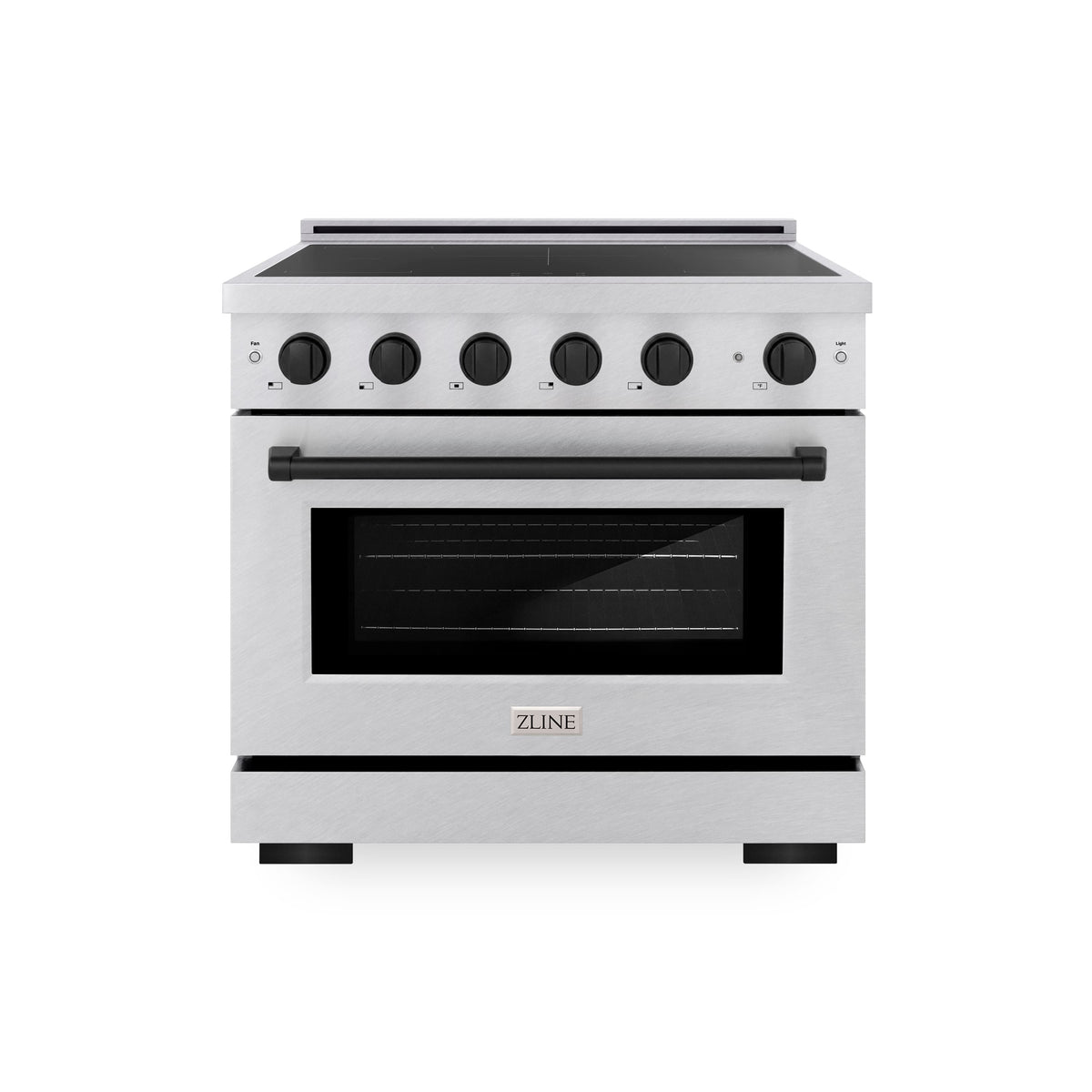 ZLINE - 36 in. Wide 5 Elements Autograph 5.2 cu. ft. Paramount Freestanding Induction Range in Satin Steel with Black Accents - Satin Stainless Steel