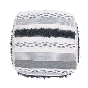 Karim - Faux Yarn Large Pouf, Durable - Ivory / Gray