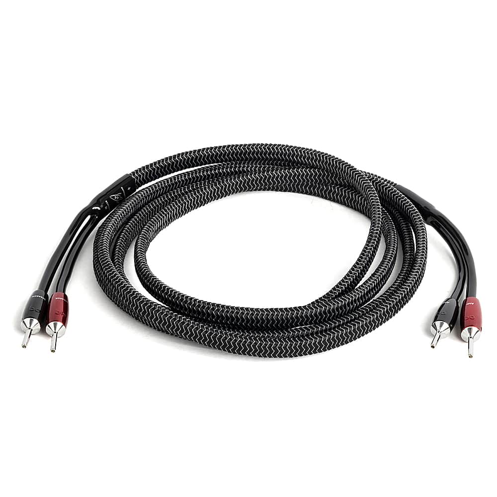 AudioQuest - Rocket 44 Full-Range 16' Analog Speaker Cable w/ SureGrip 500 Connectors with Banana to Banana Connectors - Silver on Black