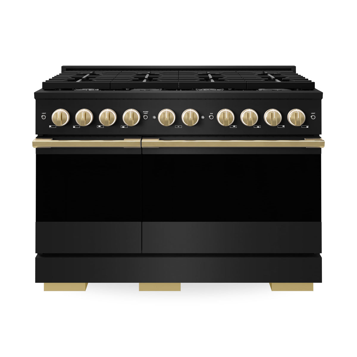 ZLINE - Autograph 48 in. 6.7 cu. ft. Marino Freestanding Gas Range with 8 Burners in Black Stainless Steel and Gold Accents - Black Stainless Steel