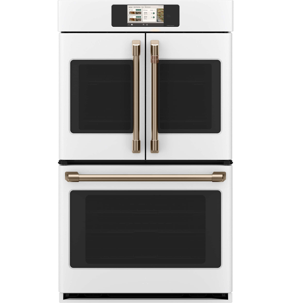 Café - 30" Smart Built-In Double Electric Convection French Door Wall Oven with No Preheat Air Fry - Matte White