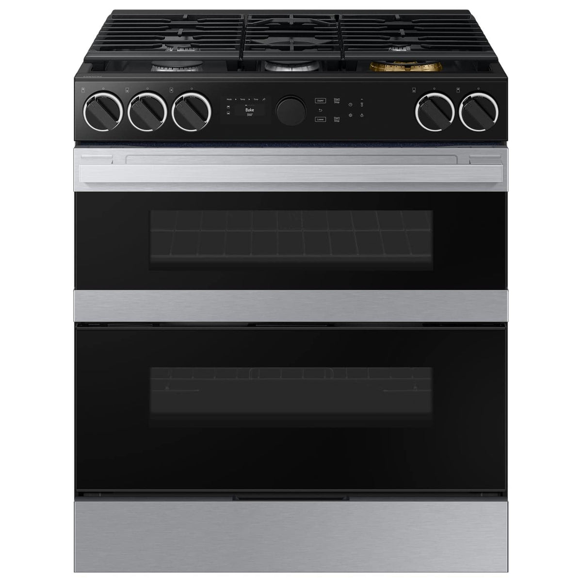 Samsung - Bespoke 6.3 Cu. Ft. Slide-In Dual Fuel Convection Range with Flex Duo Convertible Double Oven Technology - Stainless Steel