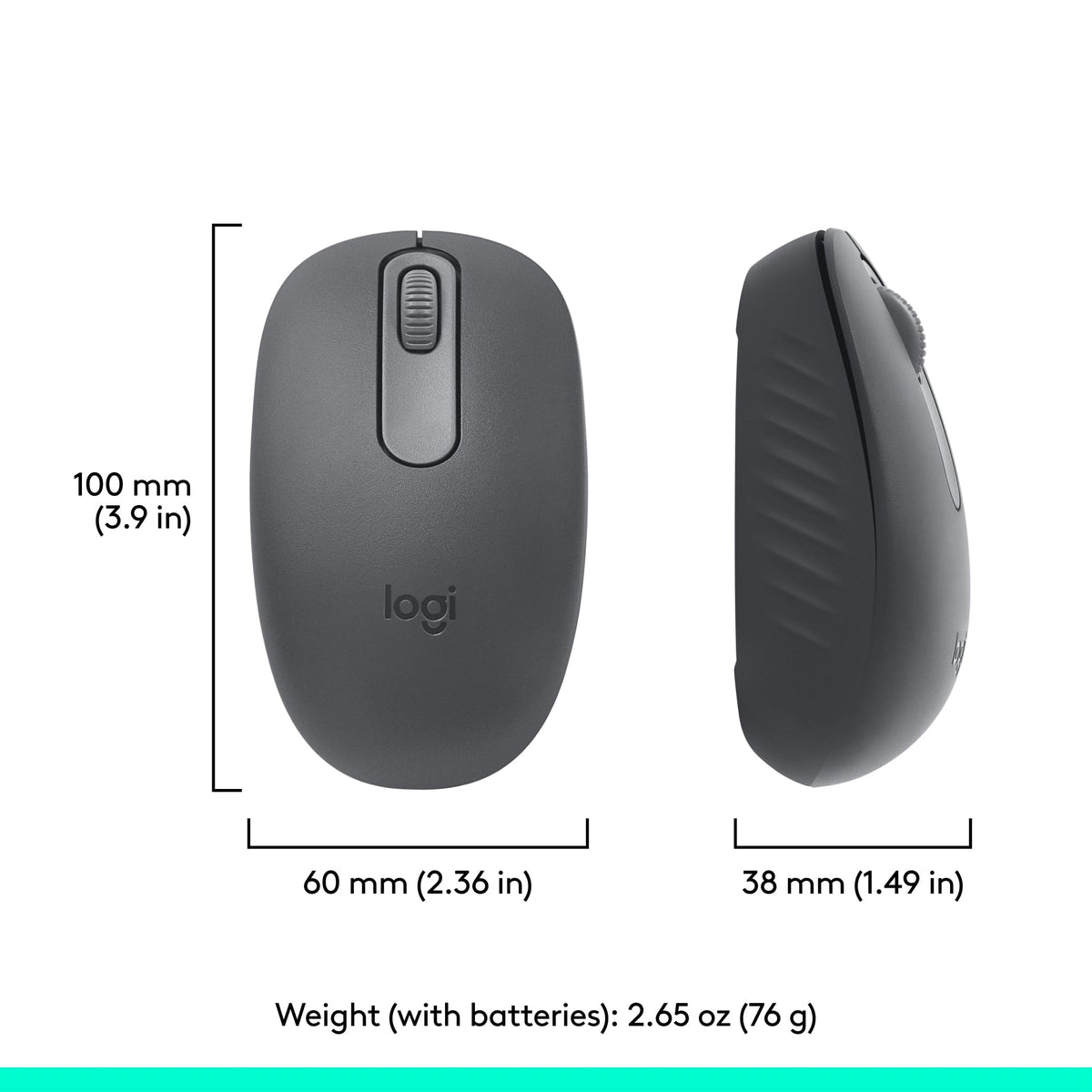 Logitech - M196 Lightweight Bluetooth Wireless Optical Mouse Compact 3-Button Ambidextrous Mouse with Smooth Tracking - Wireless - Graphite
