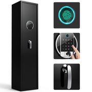 Large Capacity Quick Access Fingerprint Gun Safe, 4 - 5 Gun Biometric Metal Rifle Gun Security Cabinet Safe Locker - Black
