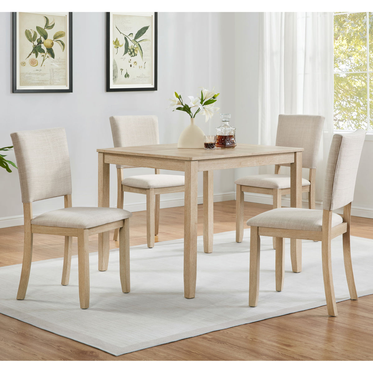 Set de mesa de comedor moderna para 4 personas con 4 sillas