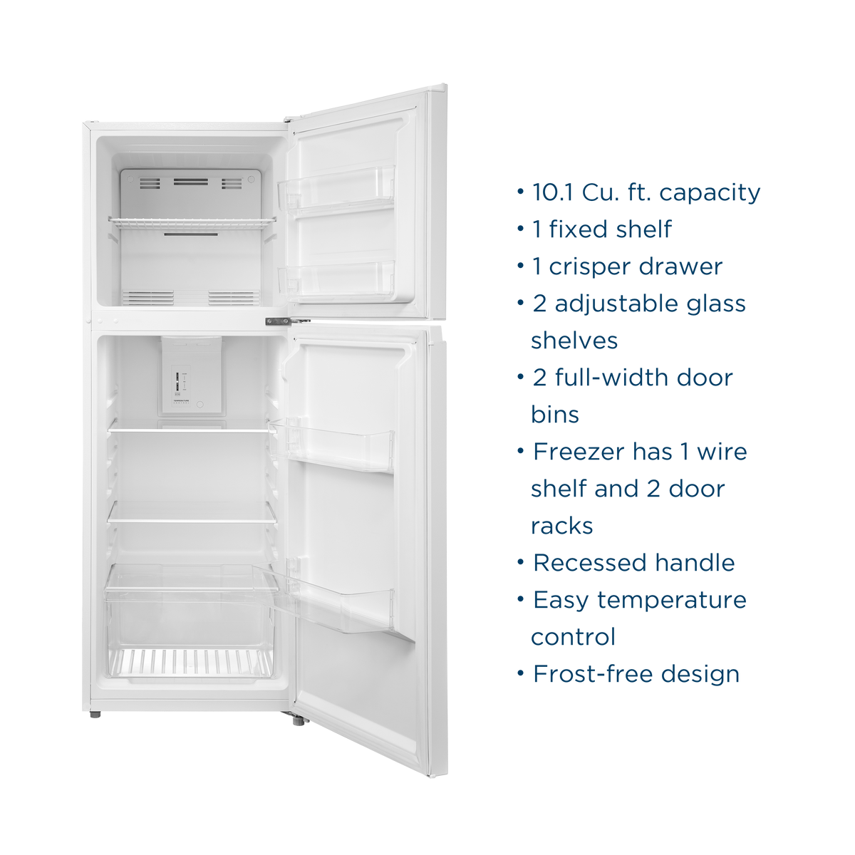 Insignia™ - 22 in. Wide 10.1 Cu. Ft. Top-Freezer Refrigerator with Reversible Door and ENERGY STAR Certification - White