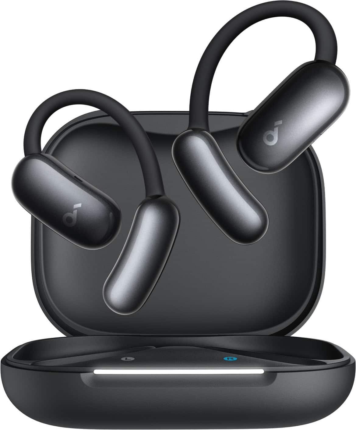 Soundcore - by Anker AeroFit 2 A.I. Assistant Open-Ear Bluetooth Headphones with Real-Time Translation and Adjustable Ear Hooks - Obsidian Black