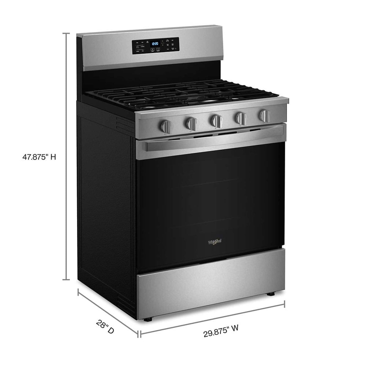 Whirlpool - 30 in. Wide 5 burners 5.0 cu. ft. Freestanding Single Gas Range with Air Fry and Air Baking - Stainless Steel