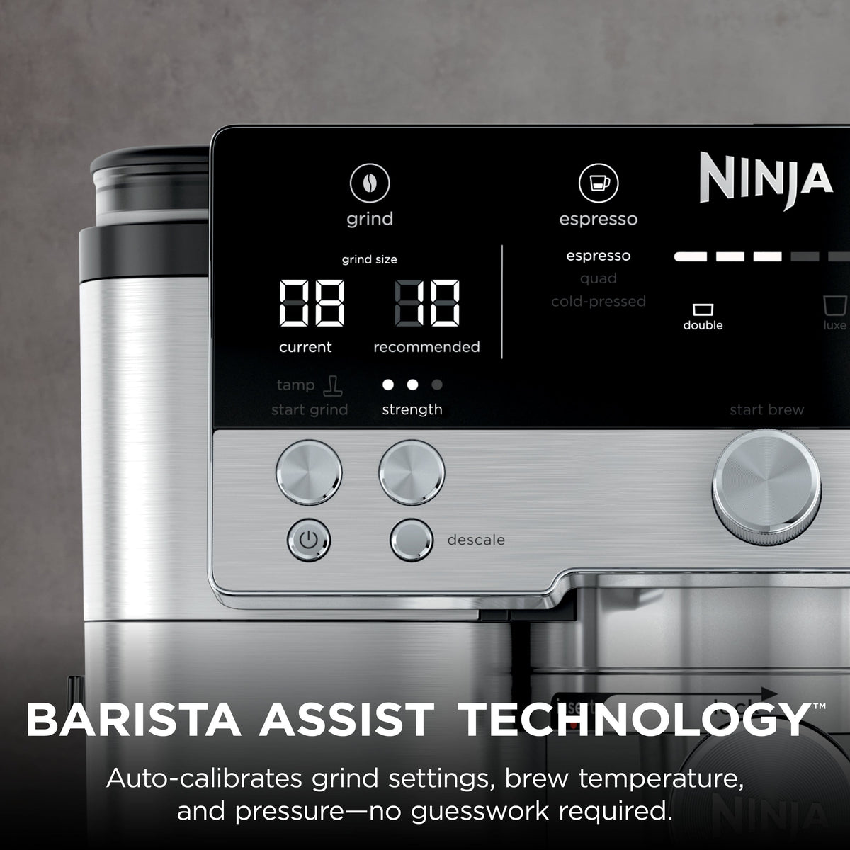 Ninja - Luxe Café Premier Series 3-in-1 Espresso, Coffee, and Cold Brew Machine with Grinder and Scale, and Hands-Free Frother - Stainless Steel