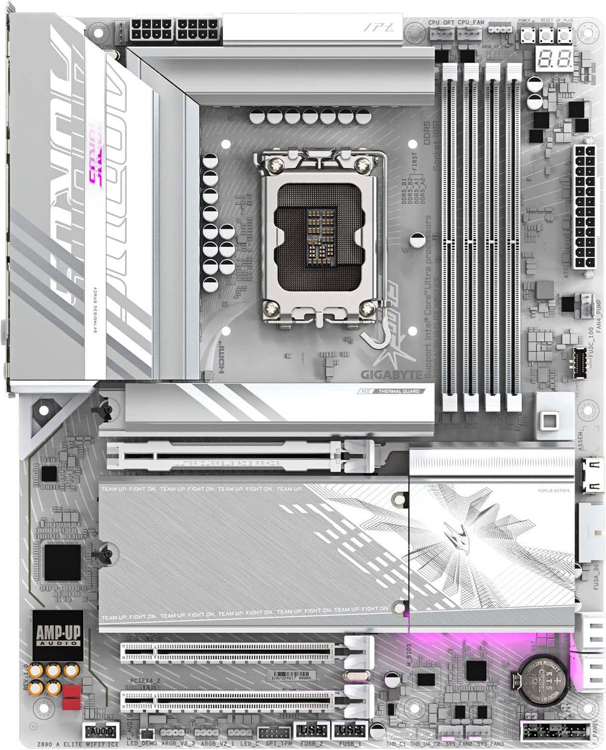 GIGABYTE - Z890 AORUS ELITE WIFI7 ICE (Socket LGA 1851) Intel Z890 ATX DDR5 Wi-Fi 7 Motherboard - White