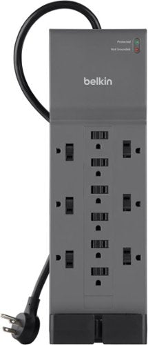Belkin - Surge Protector for Home/Office with 12 AC outlets, 8-foot cord, and 3780 joules of surge protection - Black