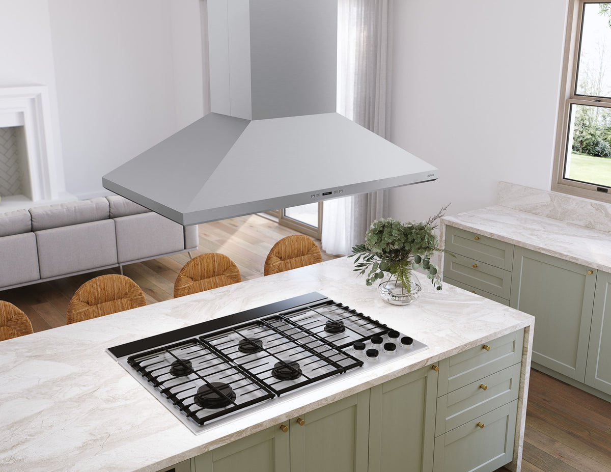 Zephyr - 36 inches - Externally Vented - Island Range Hood - Stainless Steel
