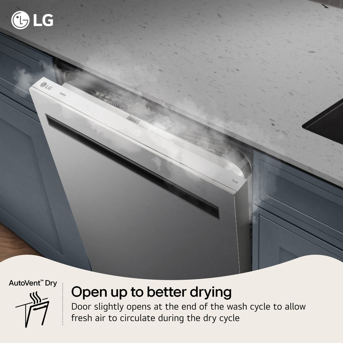 LG - FlushFit 24" Top Control Smart Built-In Stainless Steel Tub Dishwasher with 3rd Rack, AutoVent Dry and 46dBA - Stainless Steel