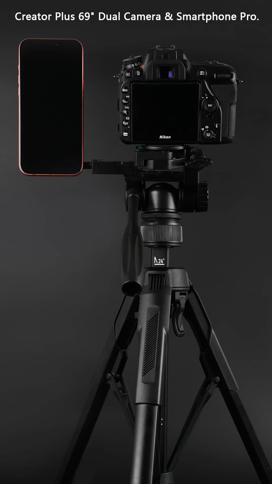 Sunpak - Creator Plus 69” Dual Camera & Smartphone Professional Pan-tilt head Tripod; Universal