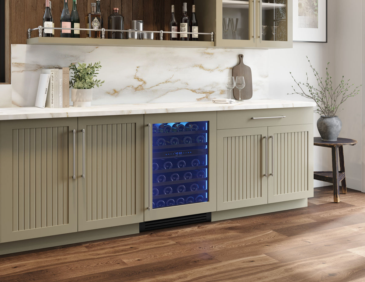 Zephyr - Presrv 24 in. 45-Bottle Dual Zone Panel-Ready Wine Cooler - Panel Ready + Glass