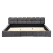 Elegant Upholstered Bed With Checkerboard Design
