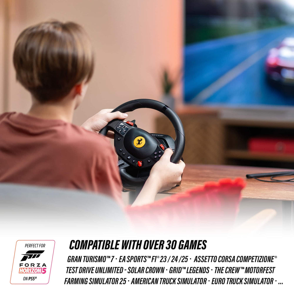 Thrustmaster - T98 Racing Wheel & Pedal Set for PS5, PS4 & PC – Officially Licensed by Ferrari, Gaming Steering Wheel,Driving Wheel Set - Black