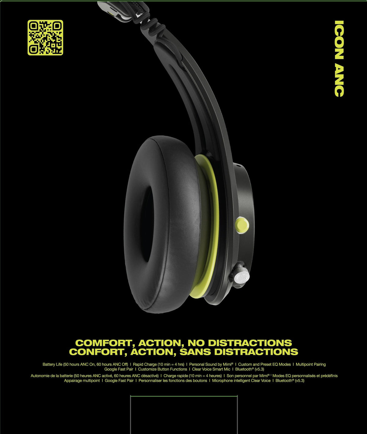 Skullcandy - Icon ANC Over-the-Ear Noise Canceling Wireless Headphones - Black