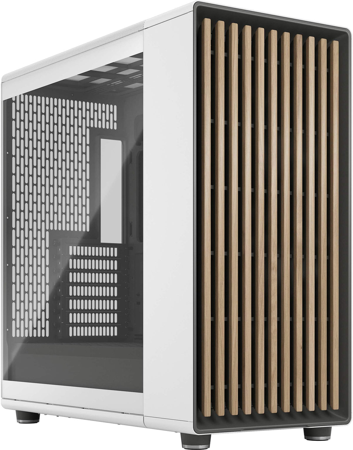 Fractal Design - North XL Chalk White Chassis with Oak Front and Clear TG Side Panel Mid-Tower PC Case - White
