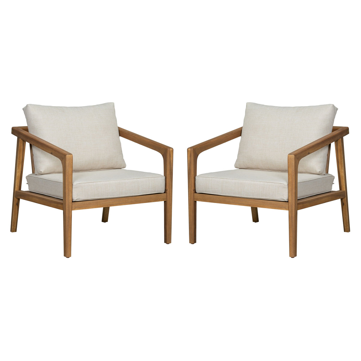 Westin - Outdoor Acacia Wood Club Chair (Set of 2) - Teak / Beige