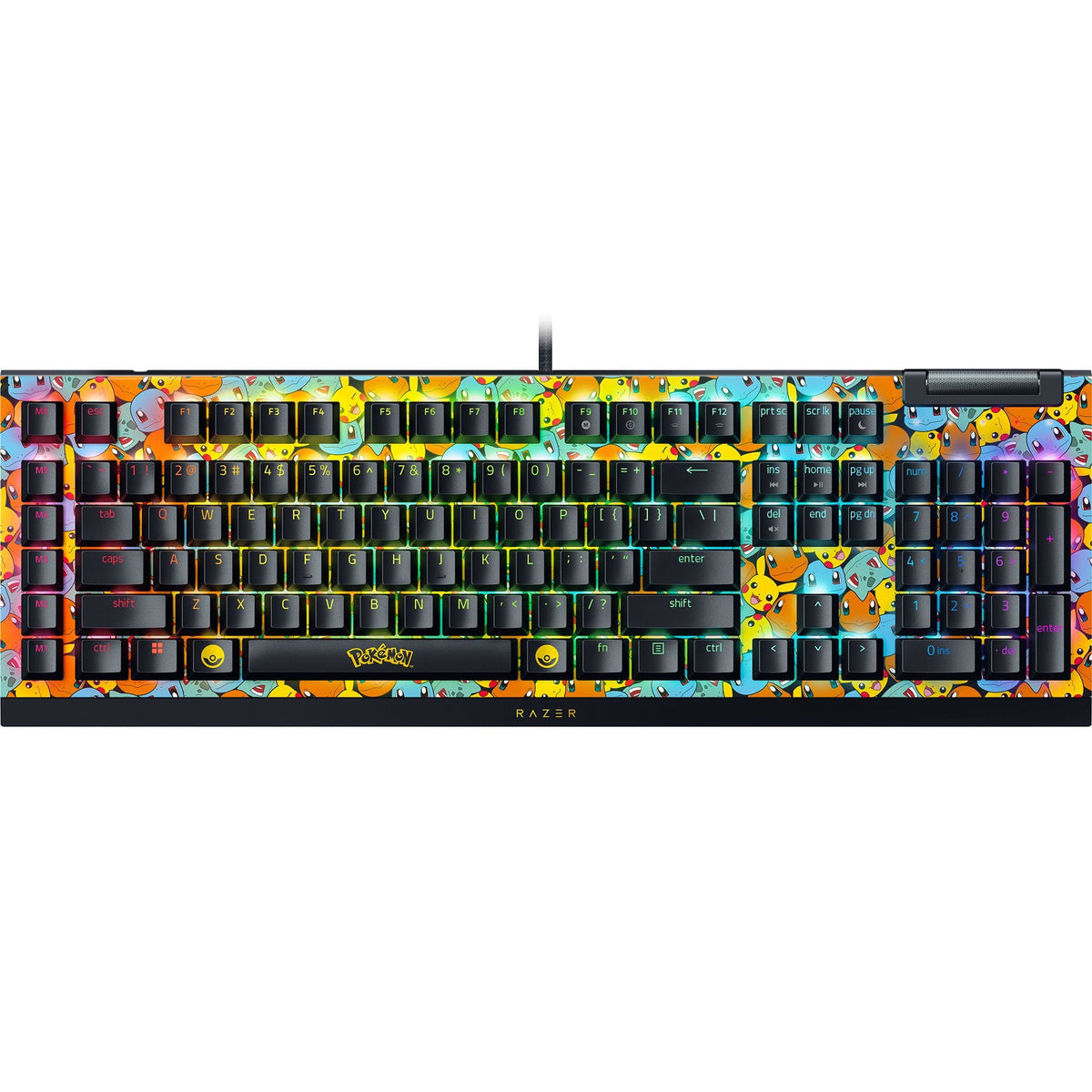 Razer - BlackWidow V4 X Full Size Wired Mechanical Green Clicky Switch Gaming Keyboard with Chroma RGB Backlighting - Pokémon Edition