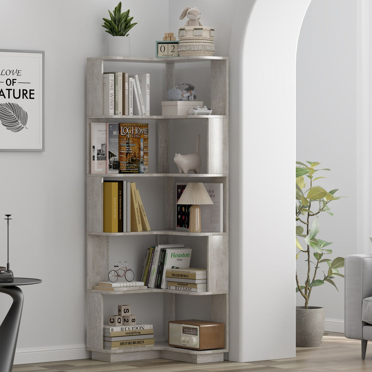 L-Shaped Corner Bookshelf